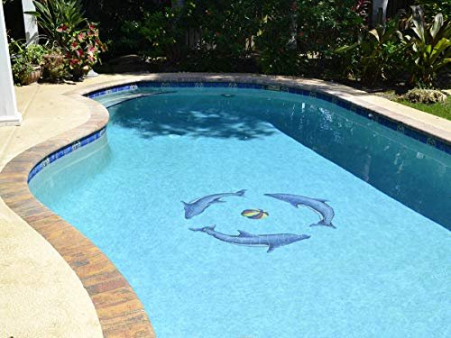 Artistry in Mosaics Dolphin Group Ceramic Pool Tile 48"x48" Blue - Image 2