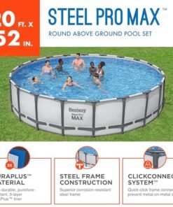 Alternative view of Bestway Steel Pro MAX 20 Foot x 52 Inch Round Above Ground Swimming Pool Set Gray