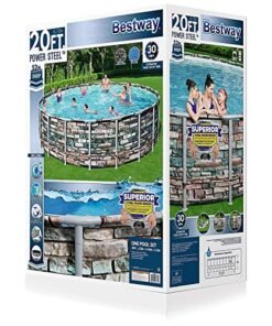 Alternative view of Power Steel Bestway 56881E 20-Ft Diameter Frame Round Above Ground Swimming Pool Set Multi