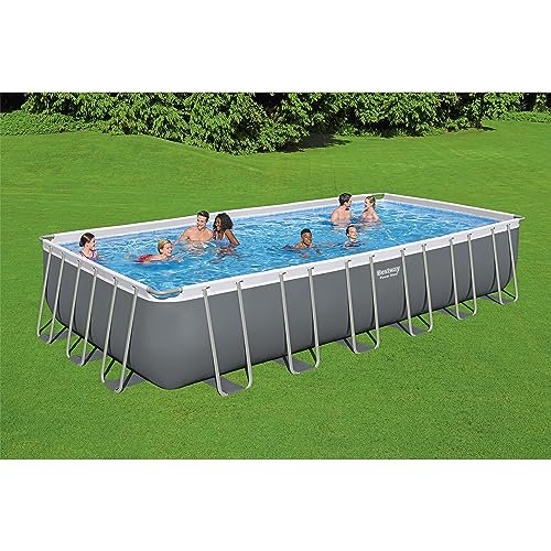 Bestway Power Steel Rectangular Above Ground Swimming Pool Set Gray (2) - Image 3