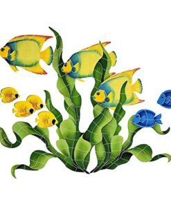 Artistry in Mosaics Ceramic Swimming Pool Mosaic Fish Group in Seagrass (35" x 48")