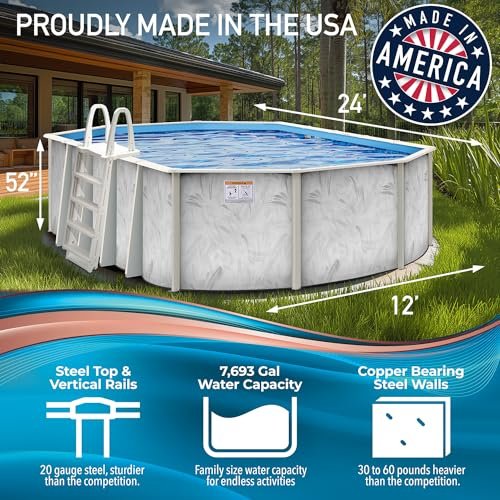 Shop Square 12' x 24' Oval Above Ground Pool Kit with Steel Wall Silver - Image 4