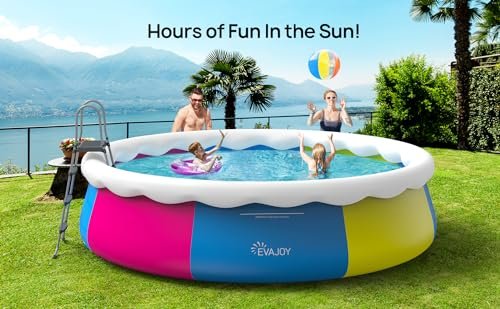 KLKE Inflatable Round Above Ground Swimming Pool Set Blue - Image 7