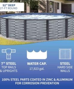 Alternative view of Blue Wave Affinity 27-ft Round 52-in Deep Above Ground Swimming Pool Gray