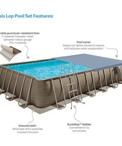 Alternative view of Funsicle Oasis Designer Rectangular Frame Pool Set Brown Basket