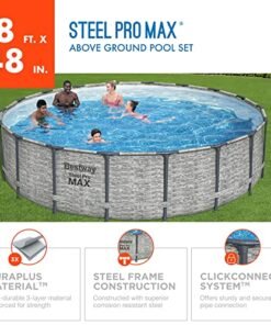 Alternative view of Bestway Steel Pro MAX 18ft x 48in Round Metal Frame Above Ground Swimming Pool Set Gray
