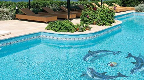 Custom Mosaics, Inc. Dolphin Group Porcelain Swimming Pool Mosaic 60" x 60" Shadow - Image 3