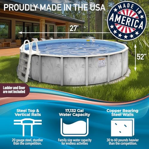 Shop Square 27 Ft x 52 Inch Hard Sided Steel Wall Above Ground Pool Silver - Image 3