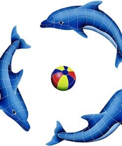Artistry in Mosaics Dolphin Group Ceramic Swimming Pool Mosaic Multi 42" x 42