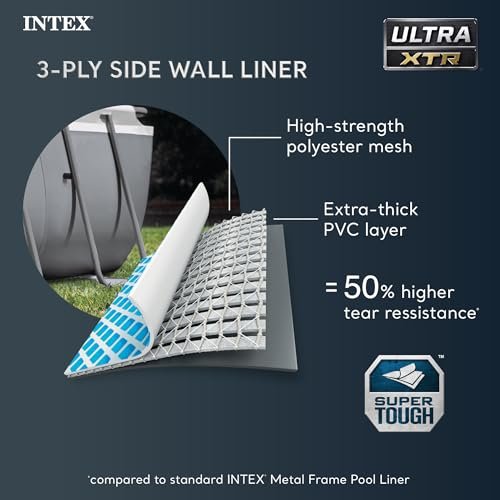 Intex Ultra XTR Deluxe Rectangular Above Ground Pool Set 32ft x 16ft x 52in with Sand Filter Pump Gray - Image 5