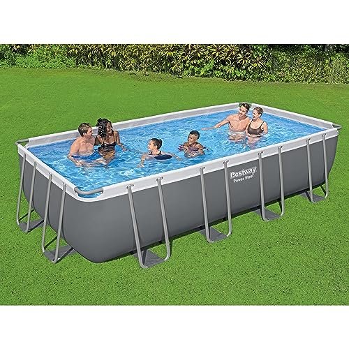 Bestway Power Steel Rectangular Metal Frame Swimming Pool Set Gray (2) - Image 2