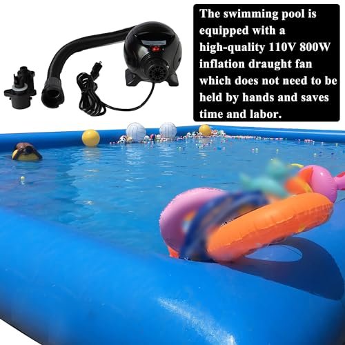 HQHAOTWU Inflatable Family Swimming Pool 8x8x0.65m with Blower Blue - Image 8