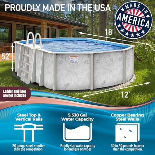 Shop Square 12x18 Oval Above Ground Steel Wall Pool 52" Deep Silver - Image 3