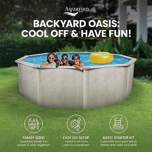 Aquarian Phoenix Round Steel Frame Above Ground Swimming Pool Gray - Image 3