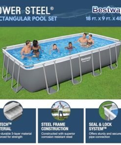 Alternative view of Bestway Power Steel Rectangular Metal Frame Swimming Pool Set Gray