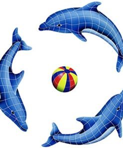 Artistry in Mosaics Dolphin Group Ceramic Swimming Pool Mosaic Multicolor