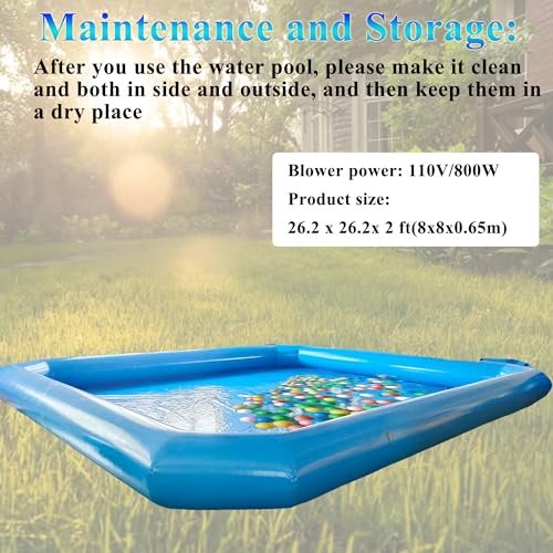 HQHAOTWU Inflatable Family Swimming Pool 8x8x0.65m with Blower Blue - Image 6