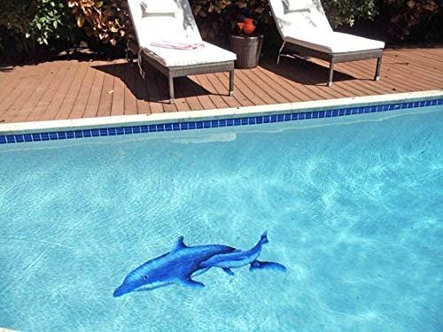 Artistry in Mosaics Dolphin Pair Ceramic Swimming Pool Mosaic 37" x 57" Blue - Image 2
