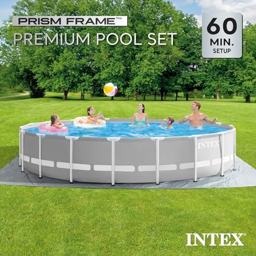 Intex Steel Frame Round Above Ground Swimming Pool Set Gray - Image 4