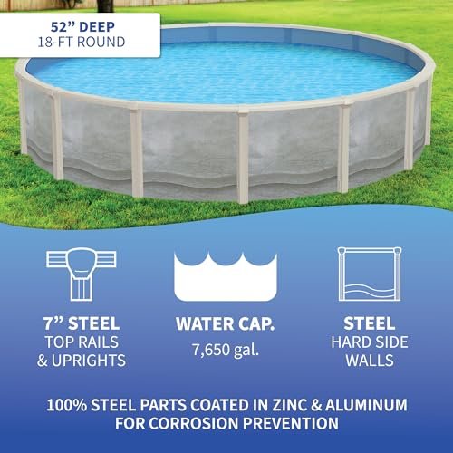 Blue Wave Trinity 21-ft Round 52-in Deep Steel Wall Above Ground Pool Package Gray - Image 2