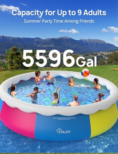 KLKE Inflatable Round Above Ground Swimming Pool Set Blue - Image 2