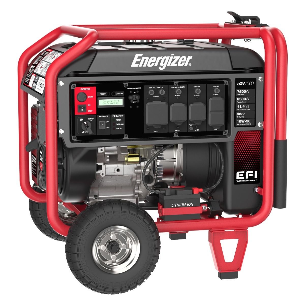 Energizer eZV7500 6500W/7500W EFI 50 Amp Electronic Fuel Injection Electric Start Inverter Generator Manufacturer RFB - Image 5