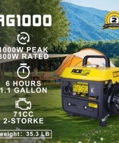Alternative view of Aceup Energy AG1000 Generator 800/1000W Gas Powered 2-Stroke Ultralight CARB New