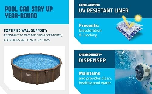 Bestway Hydrium Galvanized Steel Wall Above Ground Pool Set 16' x 52" Blue - Image 3