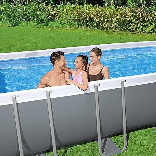 Bestway Power Steel Rectangular Metal Frame Pool Set Gray - Image 4