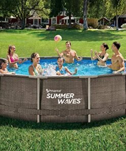 Alternative view of PolyGroup Summer Waves 14ft x 36in Wicker Metal Frame Pool Set Brown