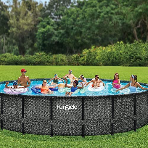 Funsicle Oasis Designer Above Ground Pool Dark Herringbone - Image 5