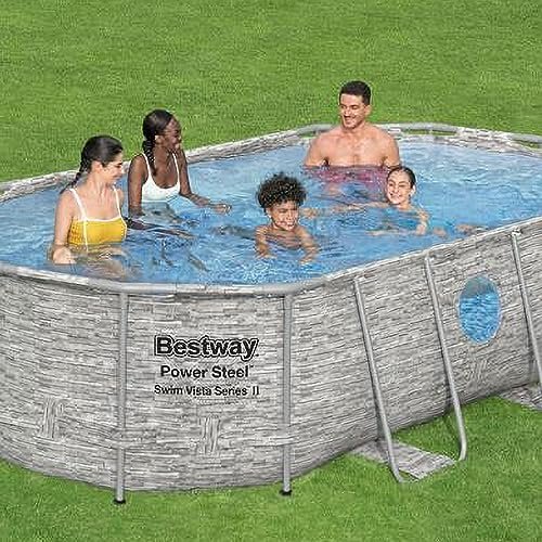 Bestway Power Steel Swim Vista Series II Above Ground Swimming Pool Gray - Image 8