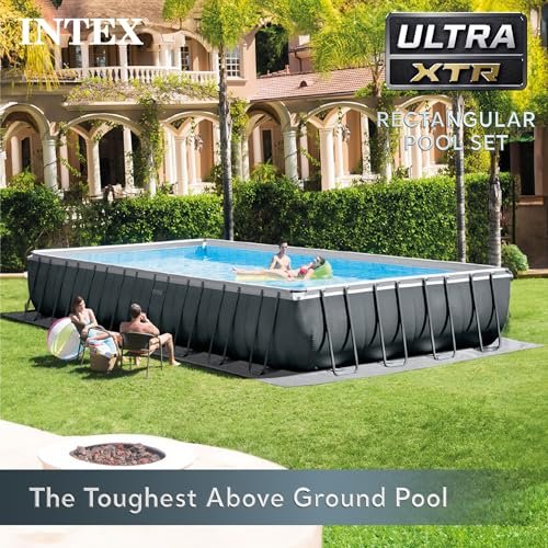 Intex Ultra XTR Deluxe Rectangular Above Ground Pool Set 32ft x 16ft x 52in with Sand Filter Pump Gray - Image 2
