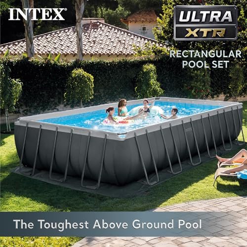 Intex Ultra XTR Rectangular Pool Set with Pump, Vacuum Cleaner & Skimmer Gray - Image 2