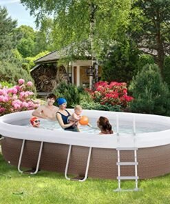 Alternative view of Outsunny 18' x 10' Above Ground Rectangular Pool Set Brown