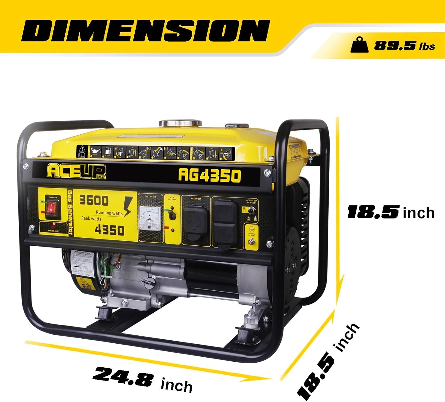 Aceup Energy AG4350 Portable Generator 3600/4350W Gas Powered 30A CARB New - Image 2