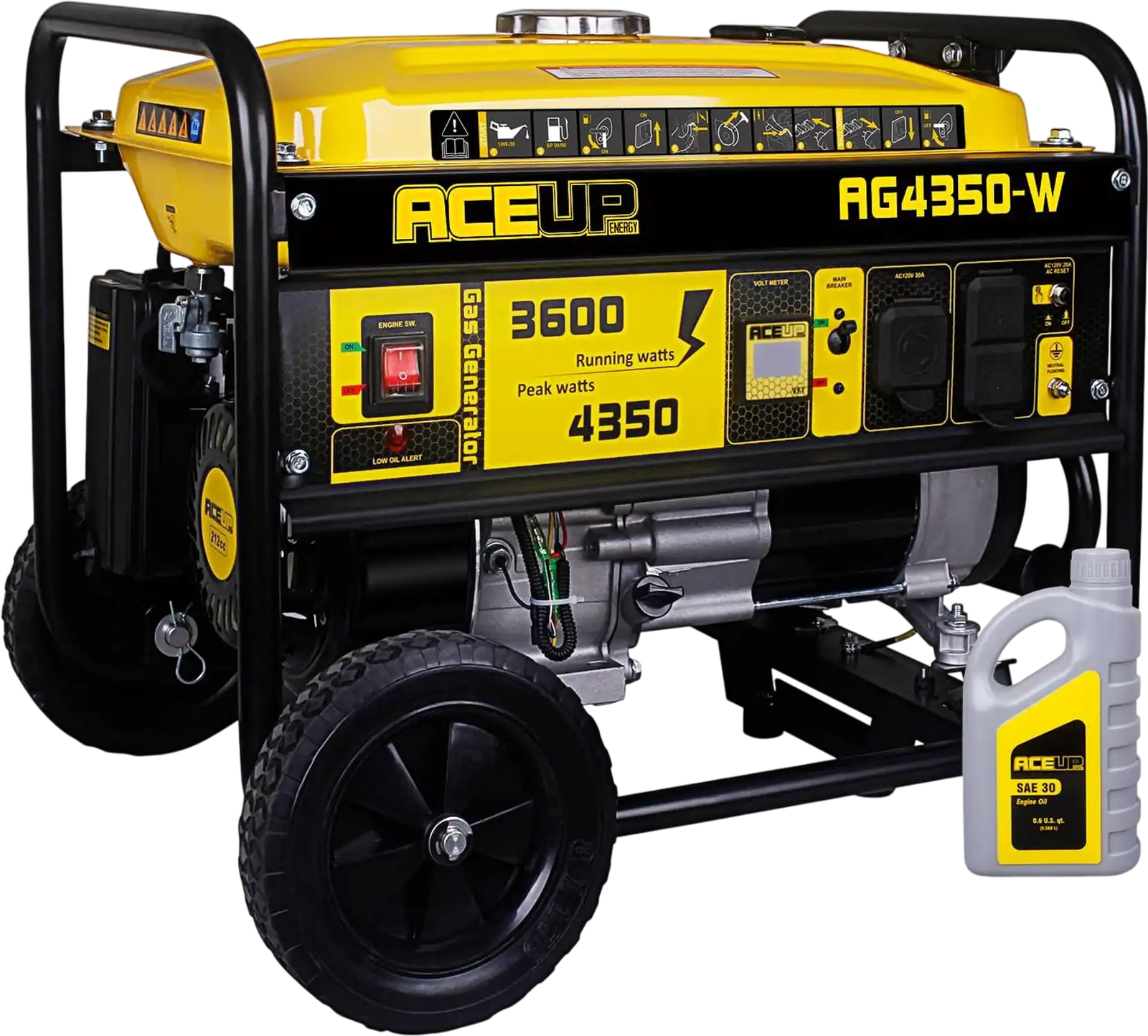 Aceup Energy AG4350W Portable Generator 3600/4350W Gas Powered 30A CARB with Wheel Kit New