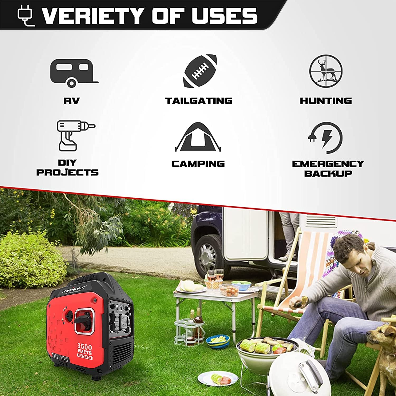 Powersmart PS5035 Inverter Generator 2700/3500W Gas 4 Stroke Recoil Start New - Image 7
