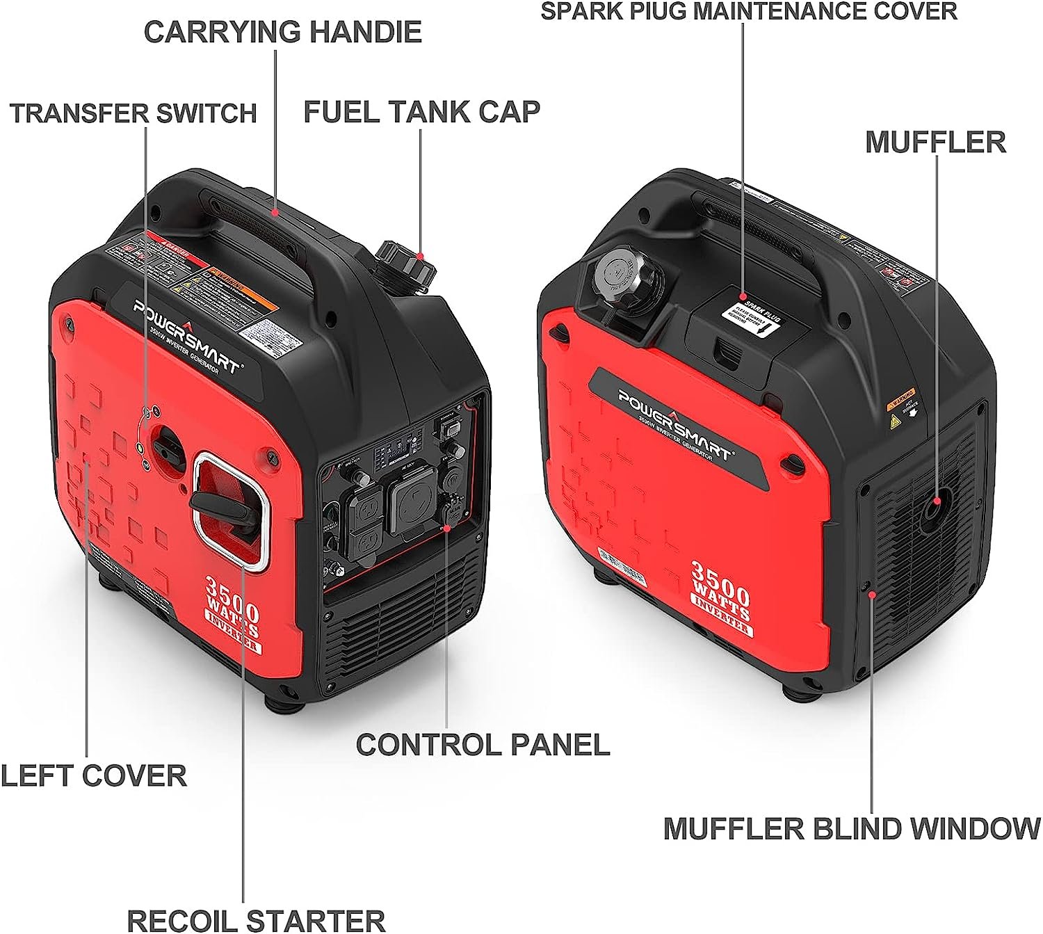 Powersmart PS5035 Inverter Generator 2700/3500W Gas 4 Stroke Recoil Start New - Image 8