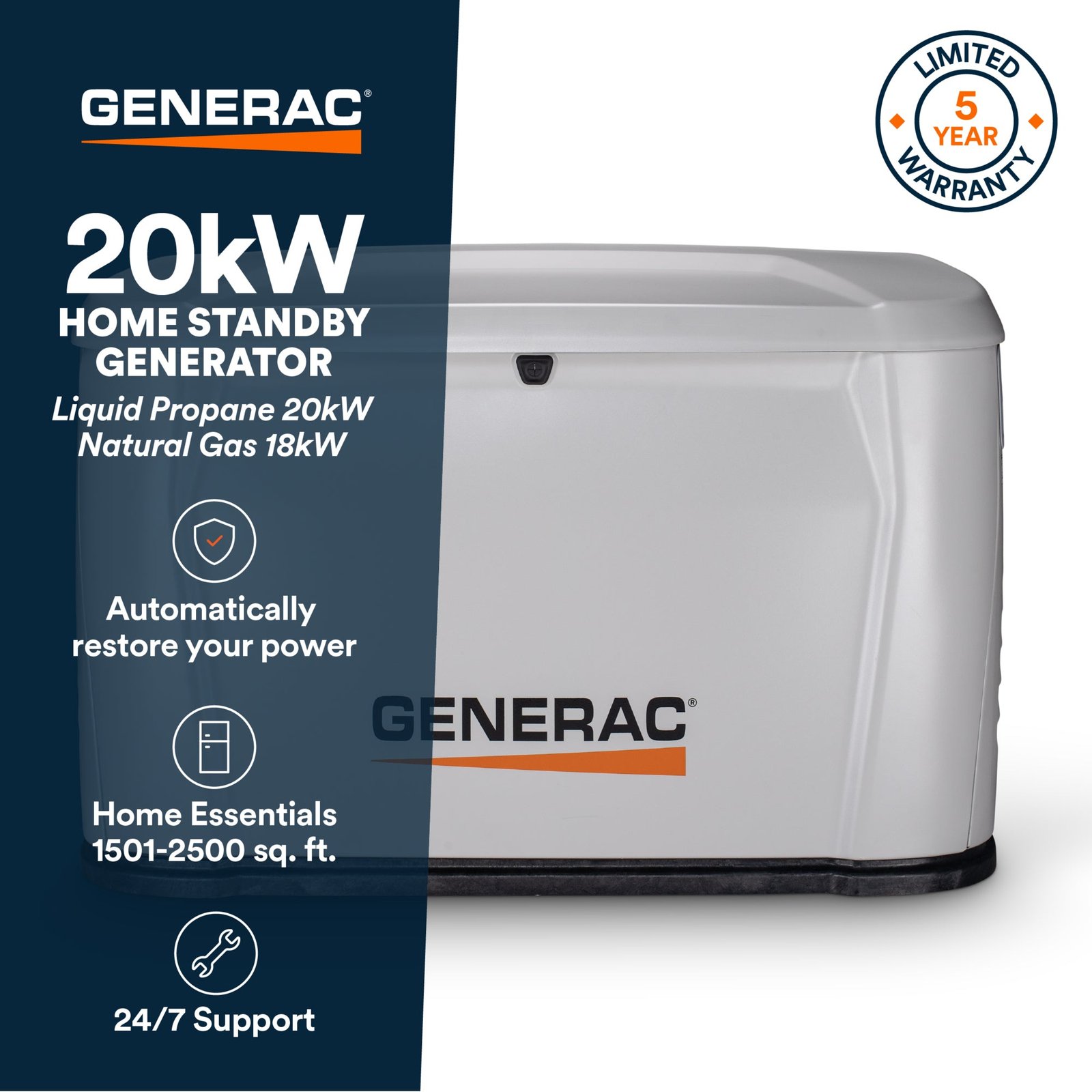 Generac 7271 20kW Standby Generator Natural Gas Propane Air-Cooled Wi-Fi 3 Phase 120/208V New - Image 2