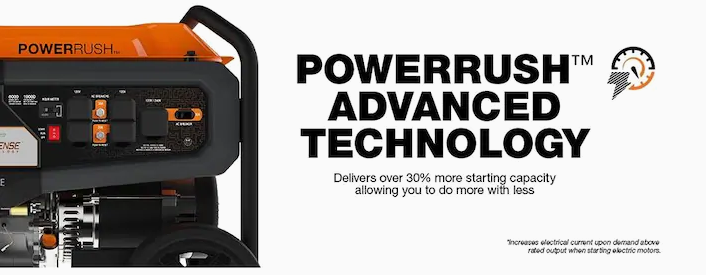 Generac GP8000E 8000W/10000W Electric Start PowerRush Gas Generator w/ 20 foot cord New - Image 4