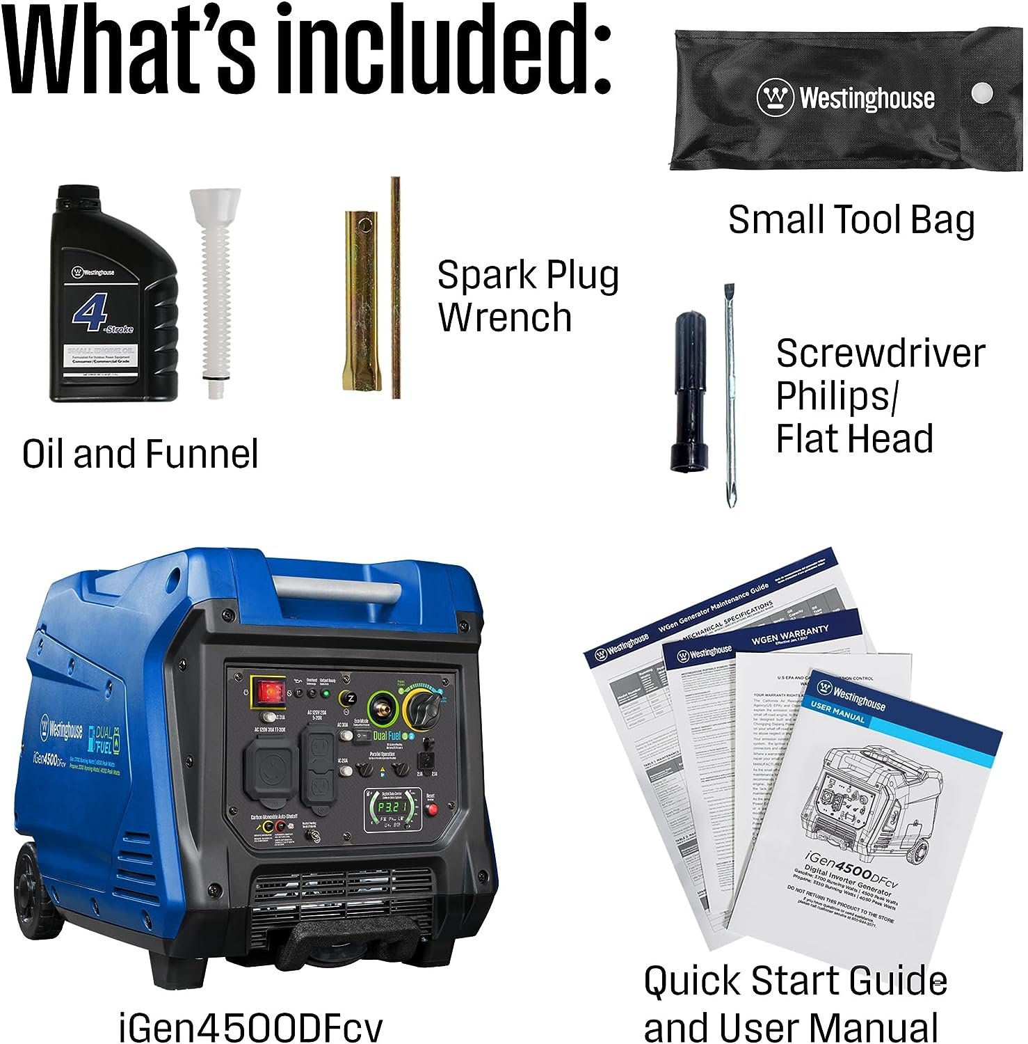 Westinghouse iGen4500DFcv Inverter Generator 3700W/4500W 30 Amp Recoil Start Dual Fuel with CO Sensor New - Image 7