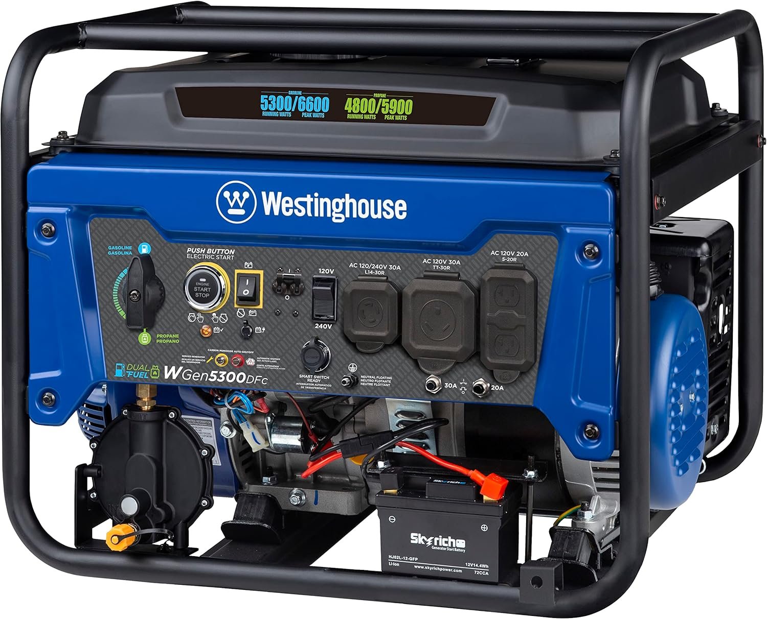 Westinghouse WGen5300DFc Generator 5300W/6600W 30 Amp Remote Start Dual Fuel with CO Sensor New - Image 3