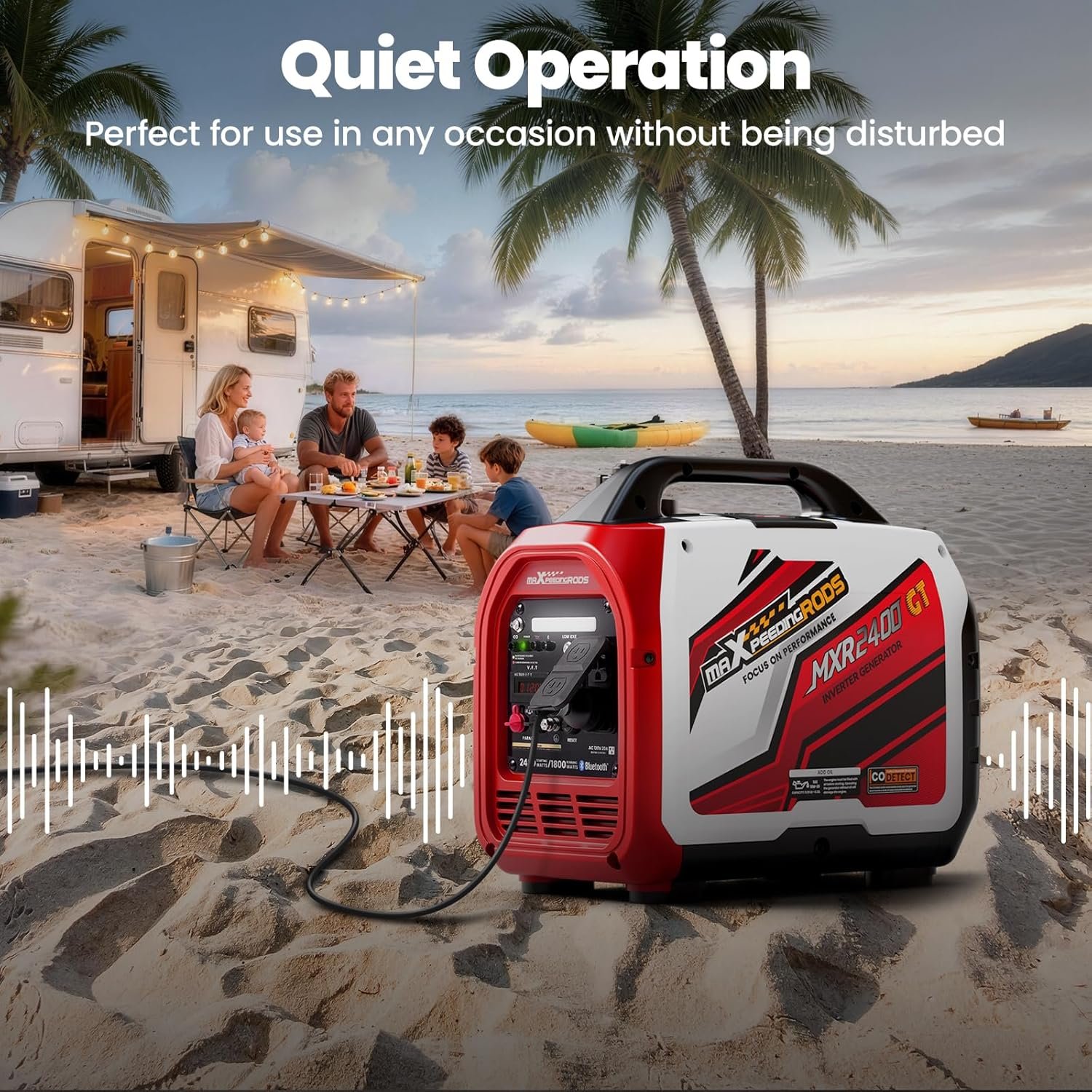 Maxpeedingrods 1800W/2400W Inverter Generator Gas Low THD CO Alert Bluetooth App MXR2400GT-US New - Image 7