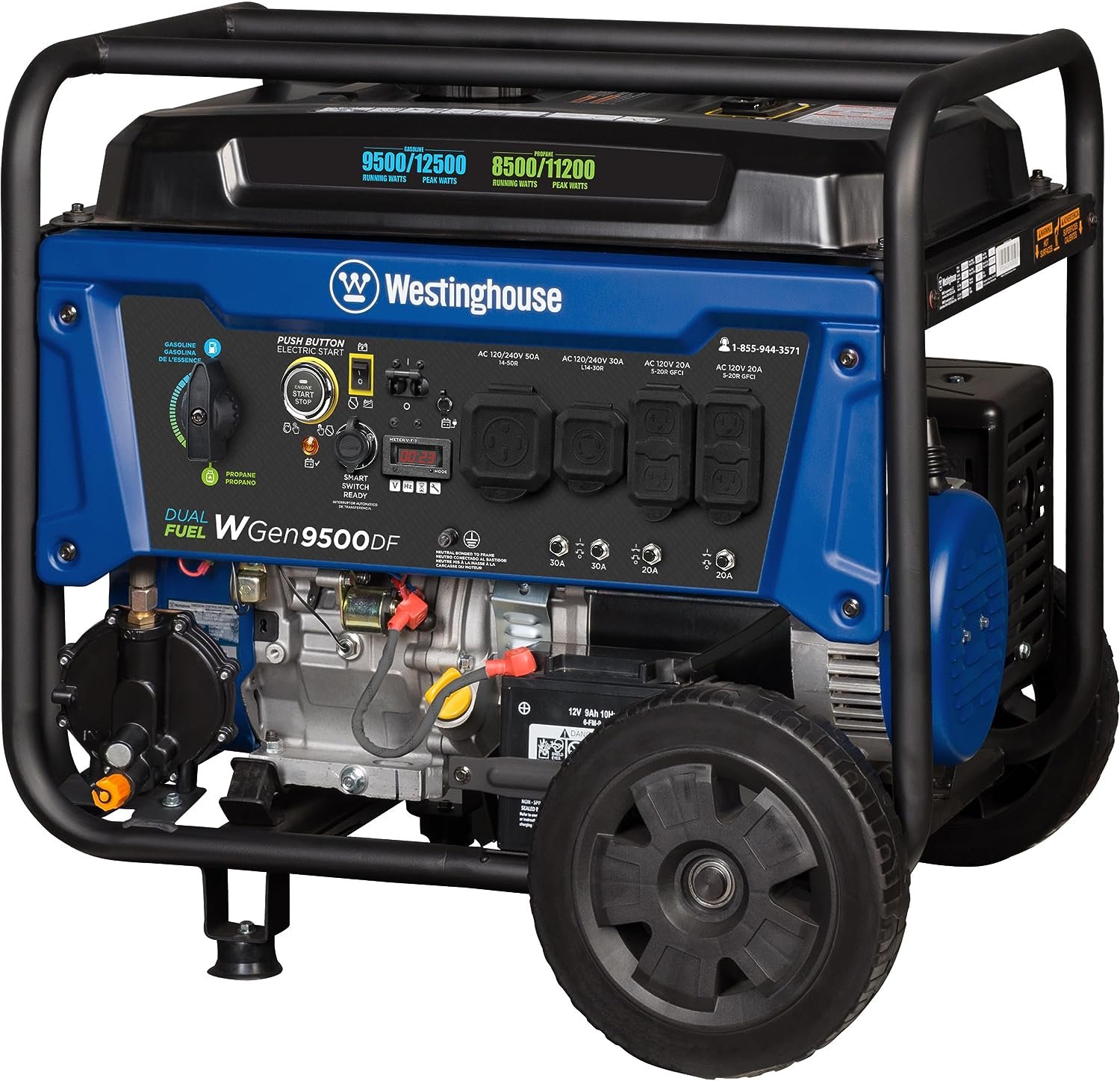 Westinghouse WGen9500DF Generator 9500W/12500W 50 Amp Remote Start Dual Fuel New - Image 3