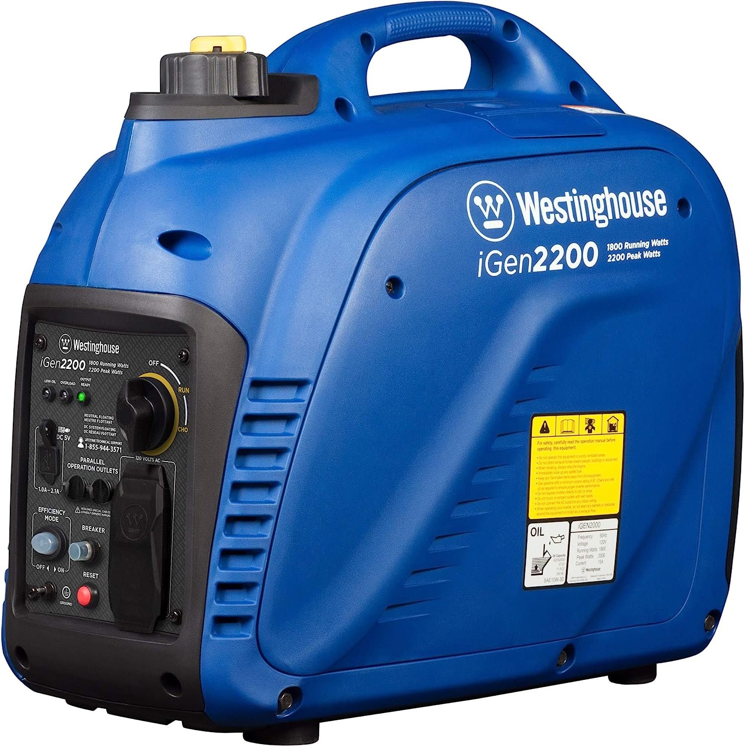 Westinghouse iGen2200c Inverter Generator 1800W/2200W 20 Amp Recoil Start Gas with CO Sensor New - Image 3