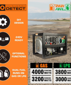 Alternative view of GENMAX GM4000XiD-NFT Dual Fuel DIY Inverter Generator 3200W/4000W 120V Parallel Ready with CO Detect New