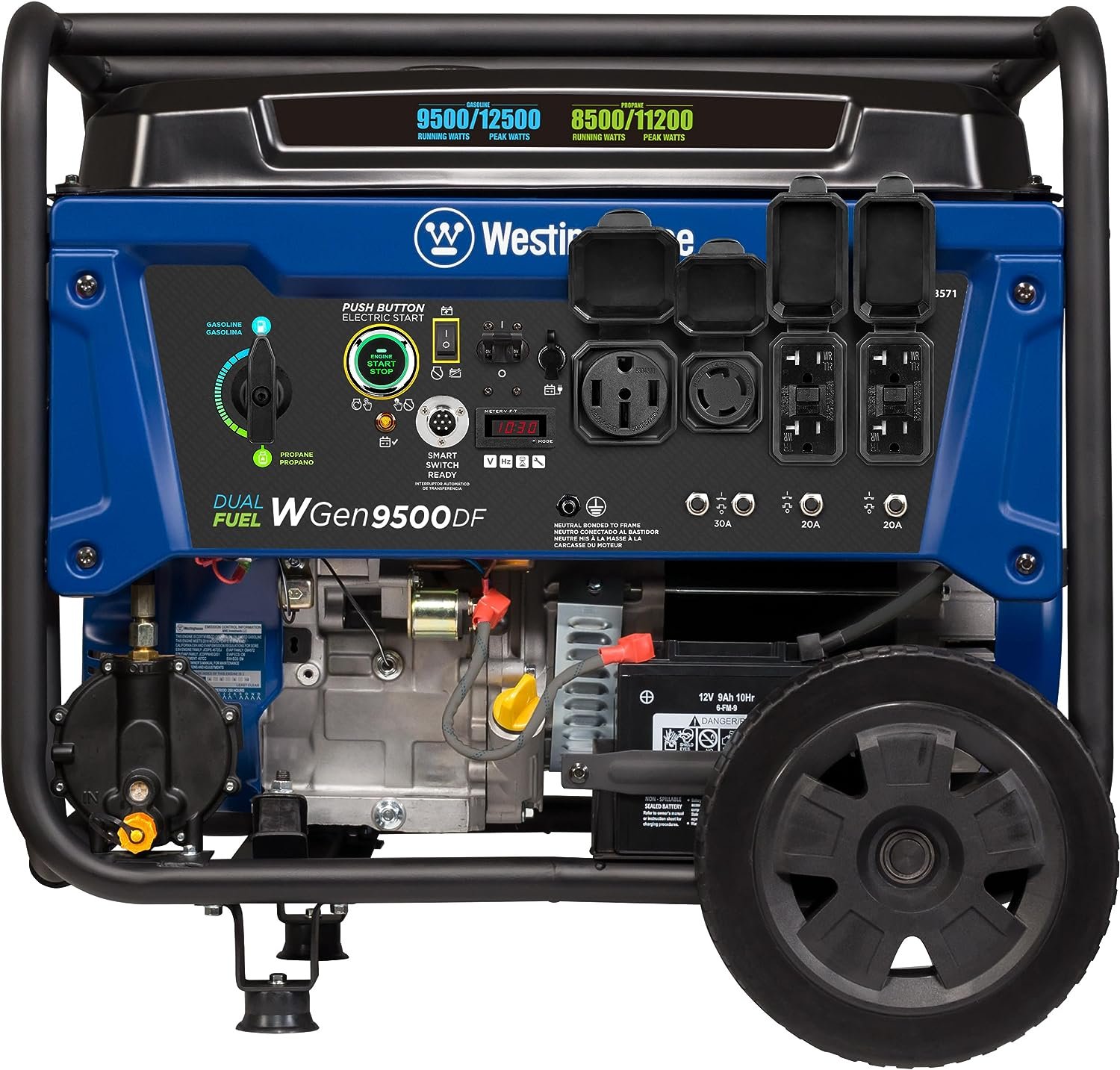 Westinghouse WGen9500DF Generator 9500W/12500W 50 Amp Remote Start Dual Fuel New - Image 2