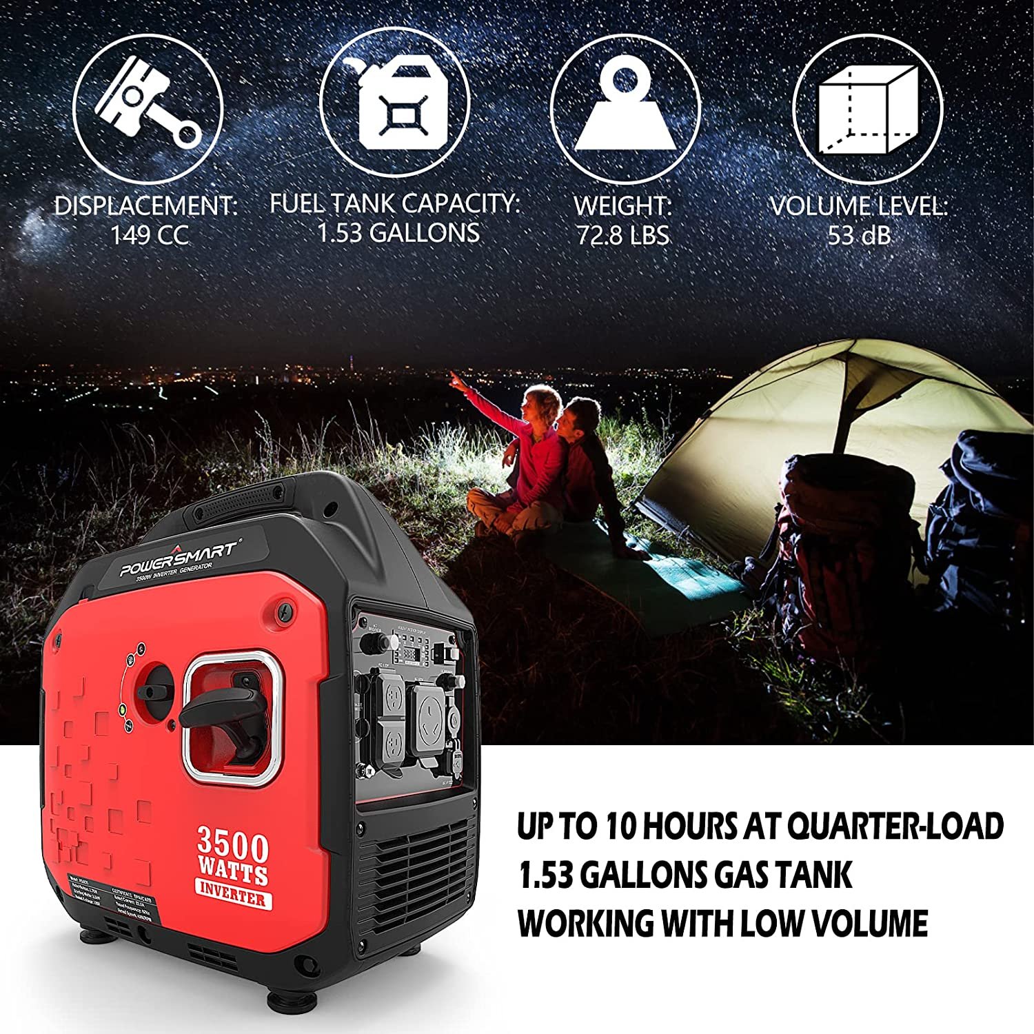 Powersmart PS5035 Inverter Generator 2700/3500W Gas 4 Stroke Recoil Start New - Image 3