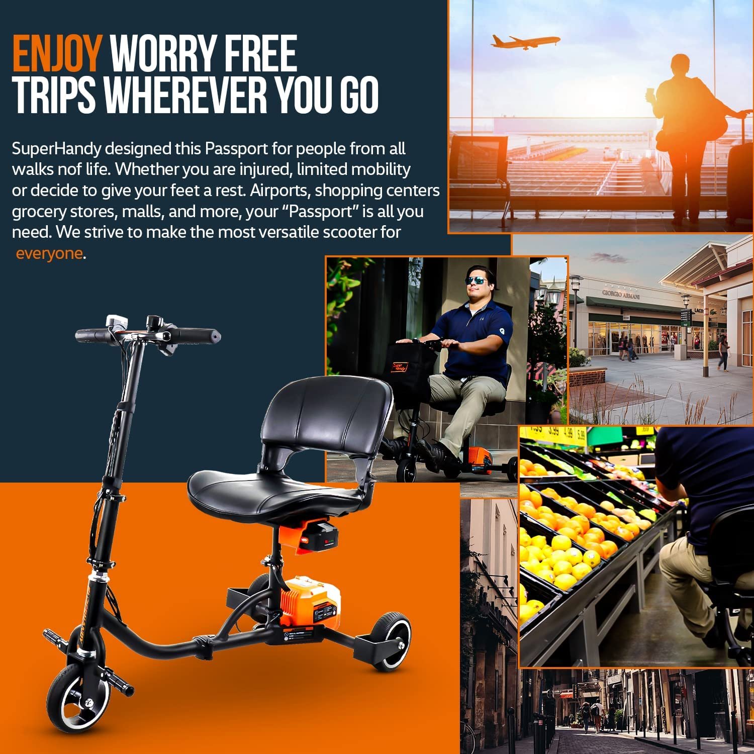 Super Handy GUT112 Passport Folding Mobility Scooter 3 Wheeled Lightweight Long Range New - Image 7